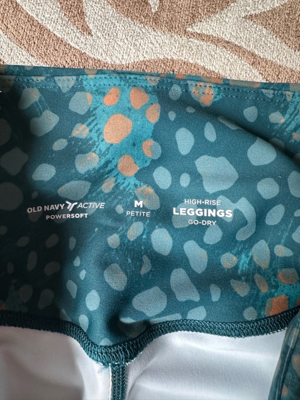Old Navy Teal Leggings with Light Blue & Copper Spot Print Petite - High Rise - Picture 2 of 2
